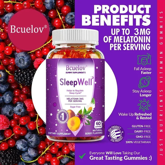 Melatonin Gummies 3 Mg - Fall Asleep Naturally, Fight Insomnia, Support Immunity, Improve Rest Quality and Sleep Cycles