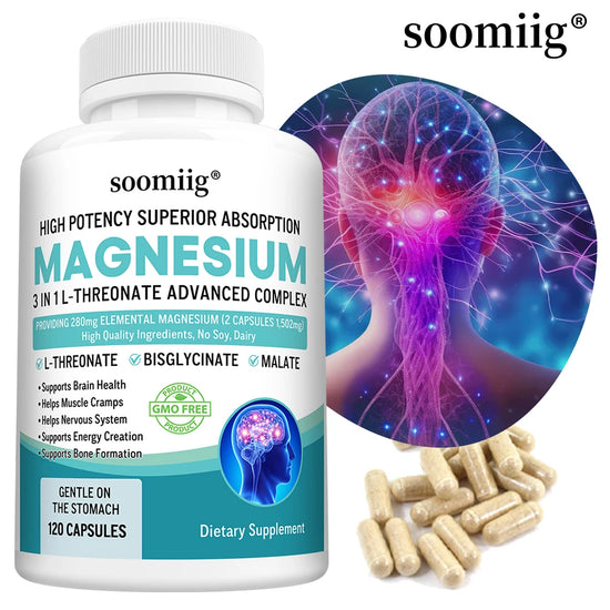 Magnesium Bisglycinate 30/60/120 Capsules, High Absorption, Supports Muscle Nerve, Sleep, Joints, Bones, Immune & Energy